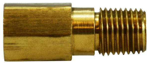 Midland Metal 28338 Long Extension Adapter, 1/4 in FNPTF x 1/4 in MNPTF, 1-9/16 in, Brass
