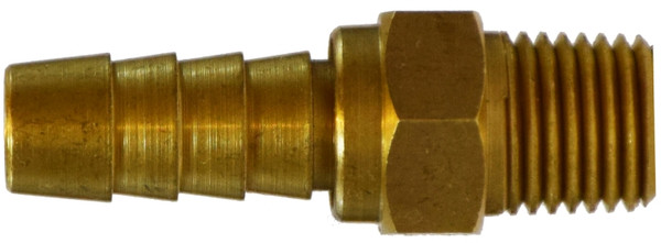Midland Metal 32781 High Volume Swivel Adapter with Nitrile Buna O-Ring, 3/8 in Hose Barbed x 1/4 in MIP, Brass