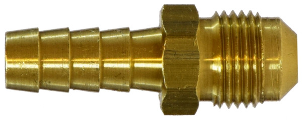 Midland Metal 32084 Adapter, 3/8 in Hose Barbed x 3/8 in Male BSPT 45 deg Flared, Brass