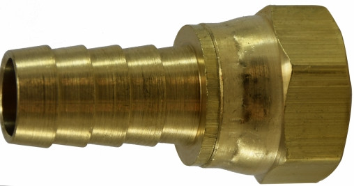 Midland Metal 32341C Dual Flare Swivel, 1/2 in Hose Barbed x 1/2 in, Brass