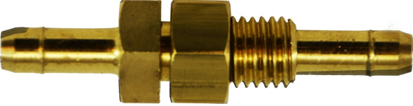 Midland Metal 21082 Single Bulkhead Union, 1/4 in Barbed x 1/4 in Barbed, Brass