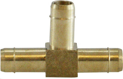 Midland Metal 21159 Union Tee, 1/2 in Barbed x 1/2 in Barbed x 3/8 in Barbed, Brass