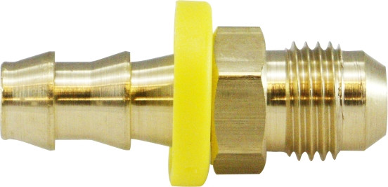 Midland Metal 32906 Adapter, 1/4 in Push-On Hose Barbed x 3/8 in 37 deg Male JIC Flared, Brass