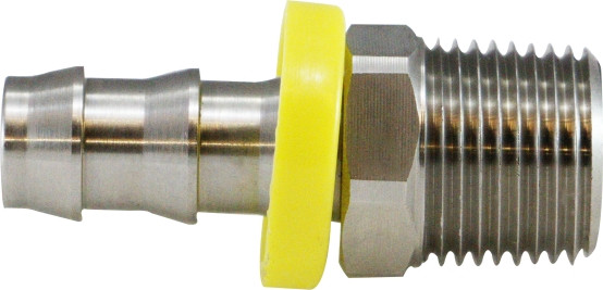 Midland Metal 30204SS Adapter, 3/8 in Push-On Hose Barbed x 3/8 in MIP, Stainless Steel