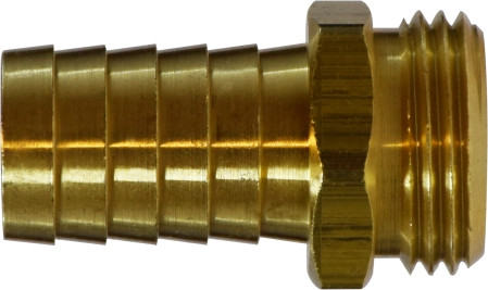 Midland Metal 30039 Straight Male End Hex Adapter, 3/8 in Garden Hose Barbed x 3/4 in MGH, Brass