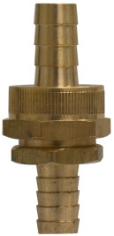 Midland Metal 30458 Coupling Set with Hex Nut, 5/8 in Hose Barbed x 5/8 in Hose Barbed, Brass