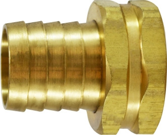 Midland Metal 30547 Short Shank Hex Adapter, 3/4 in Garden Hose Barbed x 3/4 in FNPSM, Brass