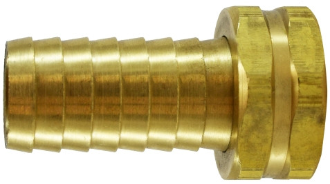 Midland Metal 30565 Long Shank Hex Adapter, 1/2 in Garden Hose Barbed x 1/2 in FNPSM, Brass