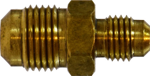 Midland Metal 10123 Reducing Union, 5/8 in SAE 45 deg Male Flare x 1/2 in SAE 45 deg Male Flare, Brass