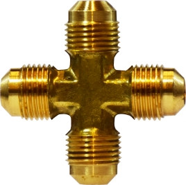 Midland Metal 10373 Cross, 1/4 in SAE 45 deg Flared x 1/4 in SAE 45 deg Flared x 1/4 in SAE 45 deg Flared x 1/4 in