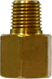 Midland Metal 10442 Adapter, 3/8 in SAE 45 deg Female Flared x 1/4 in MIP, Brass