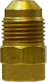 Midland Metal 10462 Reducing Adapter, 1/4 in SAE 45 deg Male Flared x 3/8 in SAE 45 deg Female Flared, Brass
