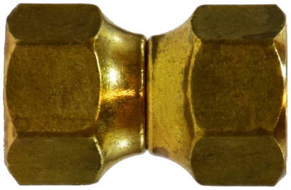 Midland Metal 10482 Swivel Union, 5/16 in SAE 45 deg Female Flared x 5/16 in SAE 45 deg Female Flared, Brass