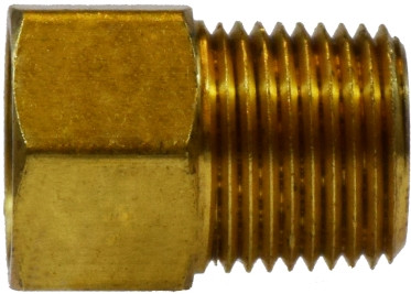 Midland Metal 12045 Adapter, 5/16 in Female Inverted Flared x 1/8 in Male NPTF, Brass
