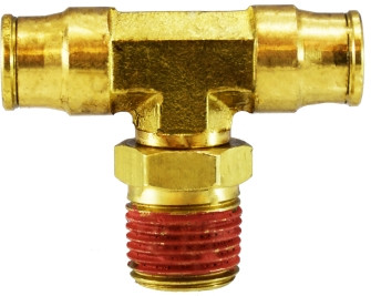 Midland Metal 20109 Swivel Branch Tee, 5/32 in Tube OD x 1/8 in Male NPTF x 5/32 in Tube OD, Brass
