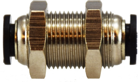 Midland Metal 20127C Bulkhead Union, 1/4 in Push-In x 1/4 in Push-In, Composite