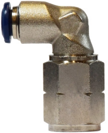 Midland Metal 20091N 90 deg Swivel Elbow, 3/8 in Push-In x 1/4 in FIP, Brass, Nickel-Plated