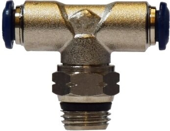 Midland Metal 20112N Swivel Branch Tee, 1/2 in Push-In Tube x 1/4 in MNPT Global x 1/2 in Push-In Tube, Brass