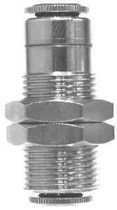 Midland Metal 20129N Bulkhead Union, 1/2 in Push-In x 1/2 in Push-In, Brass, Nickel-Plated