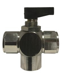 Midland Metal 46680 Mini Ball Valve, 1/8 in Nominal, FIP, 3-Way -Port/Way, 250 psi Pressure, Brass Body