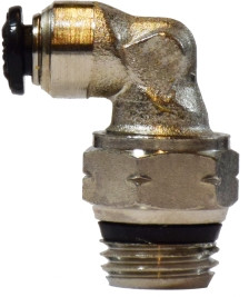 Midland Metal 20714N 90 deg Swivel Elbow, 14 mm Push-In x 3/8 in MNPT Global, Brass, Nickel-Plated