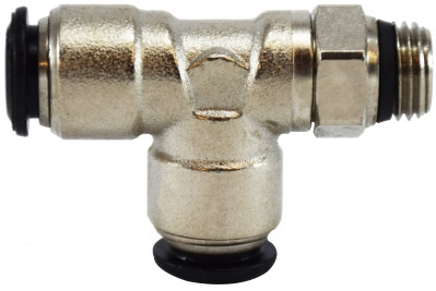Midland Metal 20679N Swivel Run Tee, 12 mm Push-In x 1/2 in MNPT Global x 12 mm Push-In, Brass, Nickel-Plated