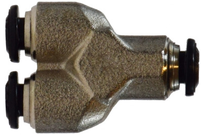 Midland Metal 20746N Union Wye, 10 mm Push-In x 10 mm Push-In x 10 mm Push-In, Brass, Nickel-Plated