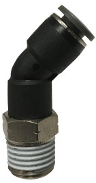 Midland Metal 20140C 45 deg Swivel Elbow, 1/4 in Push-In x 1/4 in MNPT, Composite