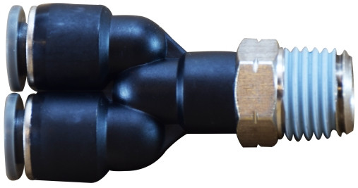 Midland Metal 20195C Swivel Composite Wye Connector, 1/2 in Push-In x 1/2 in Push-In x 1/2 in MIP, Composite
