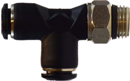 Midland Metal 20674 Swivel Run Tee, 8 mm Push-In x 1/4 in Male BSPT x 8 mm Push-In Tube, Composite