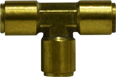 Midland Metal 640600 Union Tee, 3/8 in Push-In x 3/8 in Push-In x 3/8 in Push-In, Brass