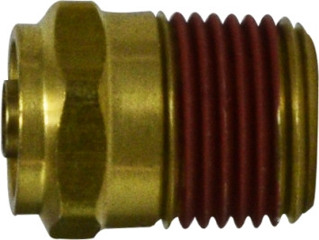 Midland Metal 680406 Straight Connector, 1/4 in Tube OD x 3/8 in Male NPTF, Brass