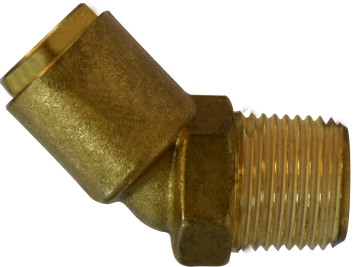 Midland Metal 540402 45 deg Elbow, 1/4 in Tube OD x 1/8 in MPT, Brass