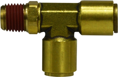 Midland Metal 710404S Swivel Run Tee, 1/4 in Tube OD x 1/4 in MIP x 1/4 in Tube OD, Brass