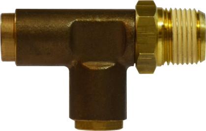 Midland Metal 710606S Swivel Run Tee, 3/8 in Tube OD x 3/8 in MIP x 3/8 in Tube OD, Brass