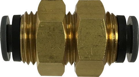 Midland Metal 821000C Bulkhead Union, 5/8 in Push-In Tube x 5/8 in Push-In Tube, Composite