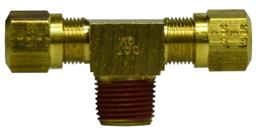 Midland Metal 38142 Branch Tee, 1/2 in Tube OD x 1/2 in Tube OD x 1/2 in Male NPTF, Brass
