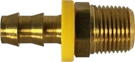 Midland Metal 30203LF Adapter, 3/8 in Push-On Hose Barbed x 1/4 in MIP, Brass