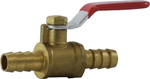 Midland Metal 944142LF Mini Ball Valve, 1/4 in Nominal, Hose Barbed x Hose Barbed, 200 psi WOG Pressure