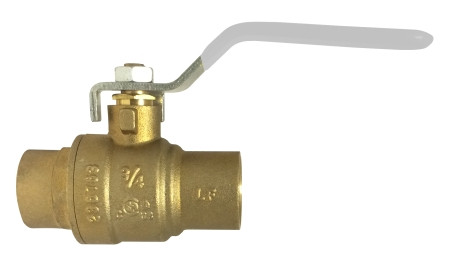 Midland Metal 943617LF Ball Valve, 2 in Nominal, Sweat x Sweat, 600 psi WOG Pressure, -22 to 302 deg F