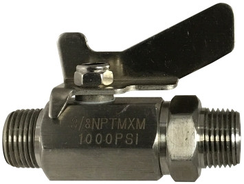 Midland Metal 46913SS Miniature Ball Valve, 3/8 in Nominal, MIP x MIP, 1000 psi WOG Pressure