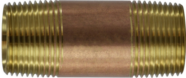 Midland Metal 40113 Seamless Pipe Nipple, 1 in MPT x 1 in MPT, 10 in, Brass