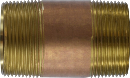 Midland Metal 40155 Seamless Pipe Nipple, 1-1/2 in MPT x 1-1/2 in MPT, 12 in, Brass