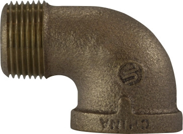 Midland Metal 44161 90 deg Street Elbow, 1/4 in MPT x 1/4 in FPT, Bronze