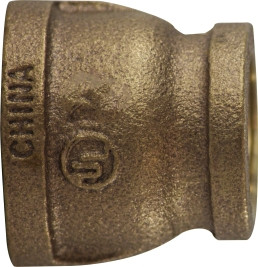Midland Metal 44434 Reducing Coupling, 1/2 in FPT x 1/4 in FPT, Bronze