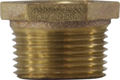 Midland Metal 44523 Reducer Hex Bushing, 1-1/2 in MPT x 1 in FPT, Bronze