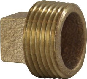Midland Metal 44651 Cored Square Head Plug, 1/4 in MPT, Bronze