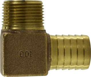 Midland Metal 973982 Elbow, 1 in Hose Barbed x 1 in MIP, Bronze