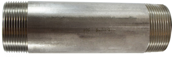 Midland Metal 48149 Welded Pipe Nipple, 1-1/2 in MPT x 1-1/2 in MPT, 6 in L, Stainless Steel, SCH 40 Schedule