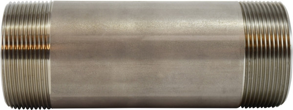 Midland Metal 48172 Welded Pipe Nipple, 2 in MPT x 2 in MPT, 10 in L, Stainless Steel, SCH 40 Schedule